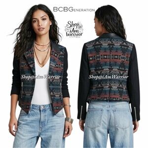 BCBGeneration Tailored Geometric Paneled Blazer with zippers *shop@iamwarrior